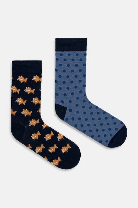 Skarpetki bawełniane męskie wzorzyste (2-pack) kolor multicolor
