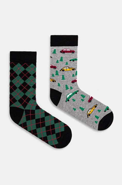 Skarpetki bawełniane męskie w samochody (2-pack) kolor multicolor