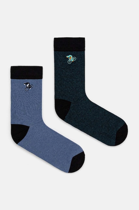 Skarpetki bawełniane męskie z ozdobnym haftem (2-pack) kolor multicolor