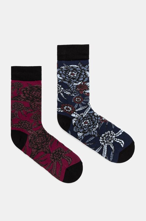 Skarpetki bawełniane męskie w kwiaty (2-pack) kolor multicolor