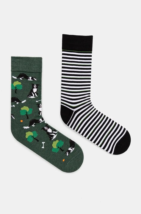 Skarpetki bawełniane męskie w psy (2-pack) kolor multicolor