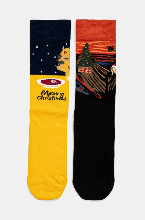 Skarpetki bawełniane męskie świąteczne (2-pack) kolor multicolor