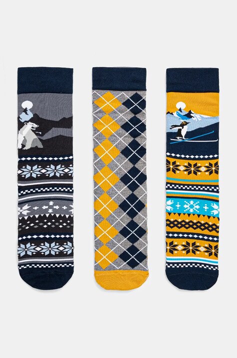 Skarpetki bawełniane męskie wzorzyste (3-pack) kolor multicolor
