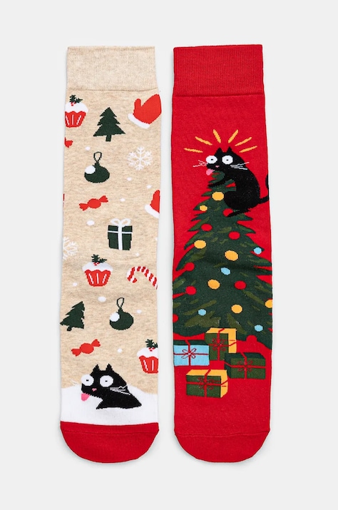 Skarpetki bawełniane męskie świąteczne (2-pack) kolor multicolor
