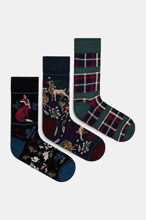 Bavlnené ponožky s rastlinnými a zvieracími motívmi (3-pack) viac farieb