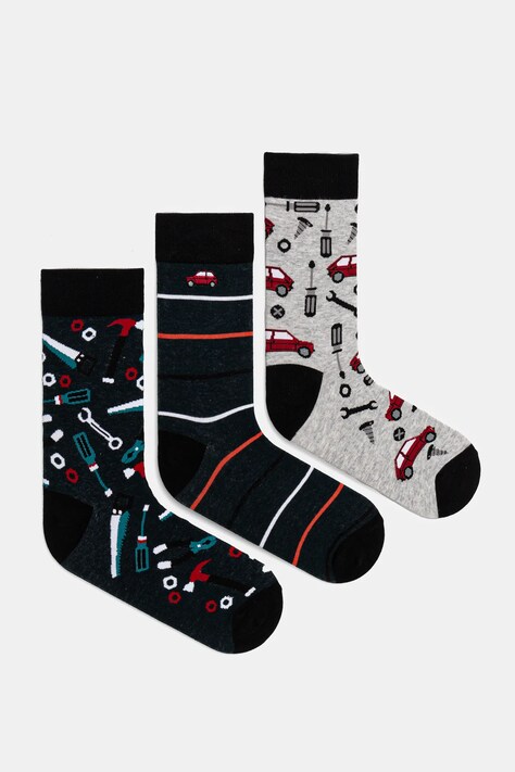 Skarpetki bawełniane męskie w samochody (3-pack) kolor multicolor