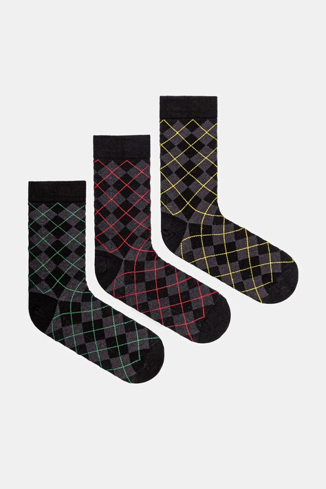 Skarpetki bawełniane męskie wzorzyste (3-pack) kolor multicolor