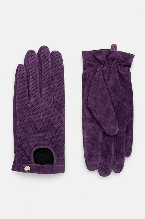 Rękawiczki zamszowe damskie kolor fioletowy