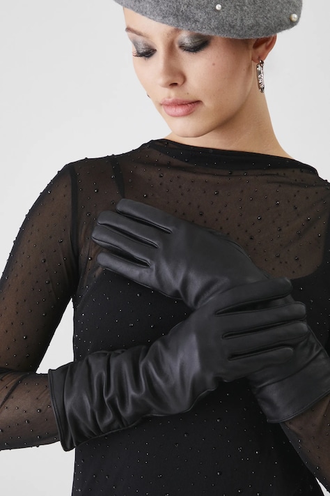 Rękawiczki skórzane damskie kolor czarny