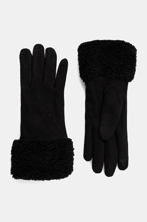 Rękawiczki damskie z futerkiem kolor czarny
