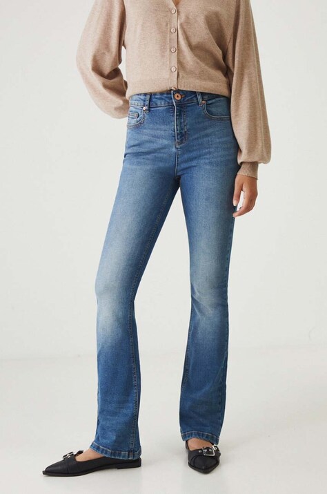 Jeansy damskie flare  kolor niebieski