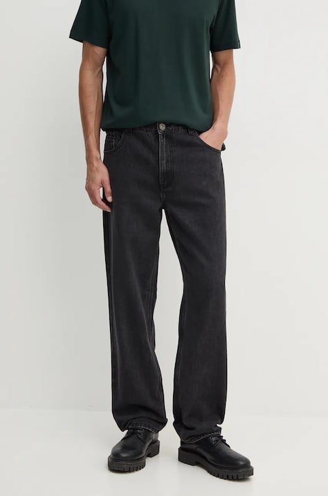 Jeansy bawełniane męskie loose  kolor czarny