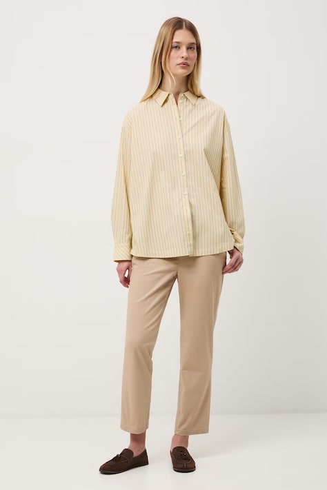 Spodnie chinos damskie bawełniane z elastanem beżowe regular waist RW24-SPD011