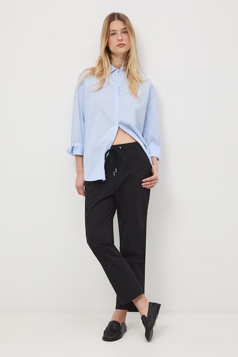 Medicine nohavice chinos dámske bavlnené s elastanom čierne regular waist