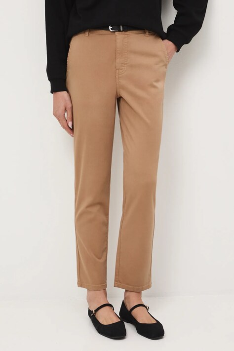 Medicine spodnie damskie kolor czarny fason chinos medium waist