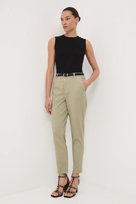 Medicine spodnie damskie kolor czarny fason chinos medium waist