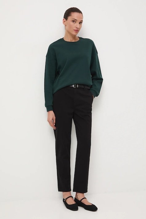 Kalhoty Medicine dámské, černá barva, střih chinos, medium waist