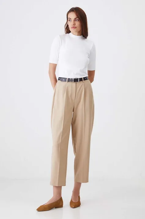 Kalhoty dámské béžová barva
