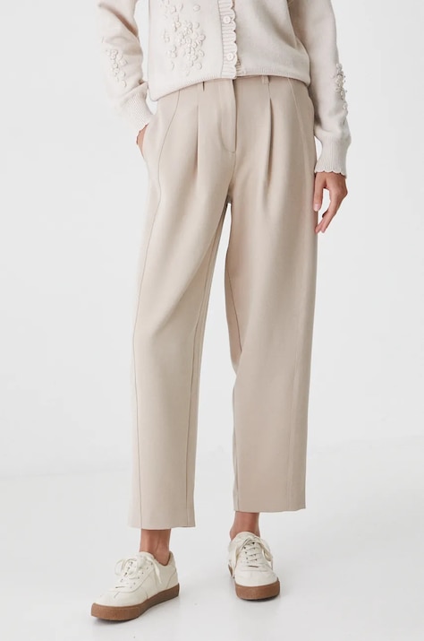 Spodnie damskie chino gładkie kolor beżowy