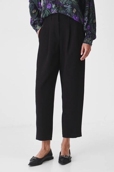 Kalhoty dámské chino, hladký povrch černá barva