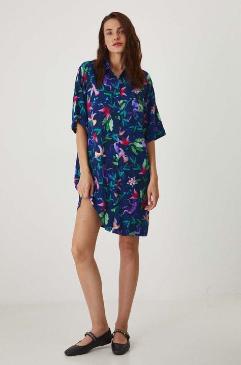 Платье Medicine цвет синий midi oversize