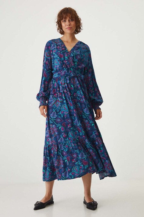 Medicine rochie culoarea bleumarin, midi, evazată