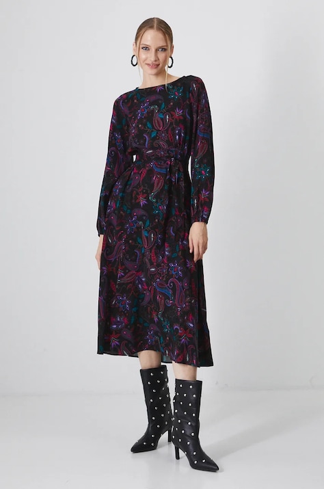 Šaty Medicine černá barva, midi