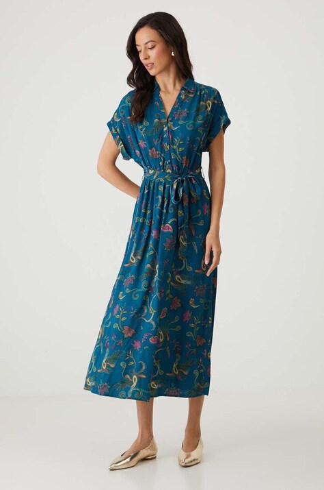 Haljina Medicine boja: tirkizna, midi, širi se prema dolje