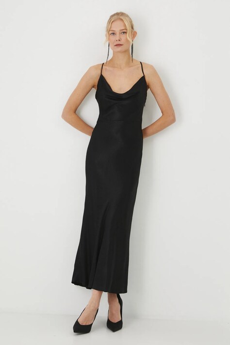 Medicine rochie culoarea negru, maxi, evazată