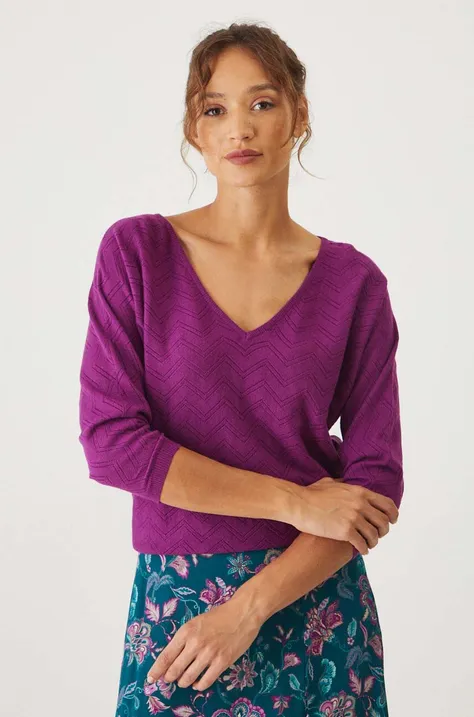 Medicine sweter damski kolor fioletowy lekki