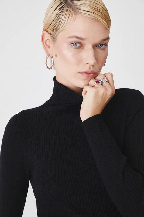 Pulover Medicine za žene, boja: crna, lagani, s dolčevitom