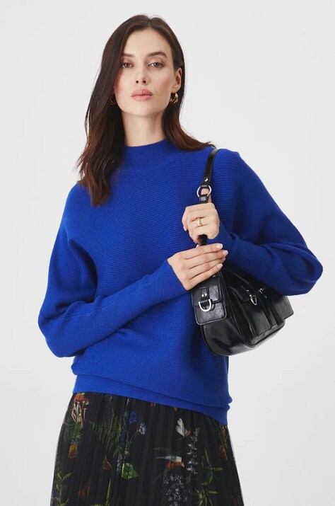 Sweter damski oversize prążkowany  kolor niebieski