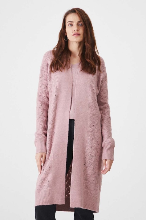 Kardigan damski ażurowy kolor różowy