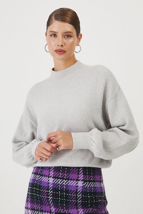 Sweter z domieszką wełny damski kolor szary