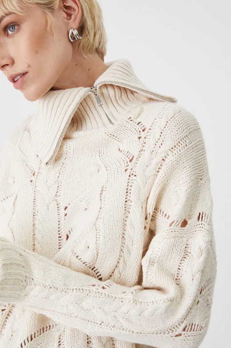 Sweter damski ażurowy  kolor beżowy