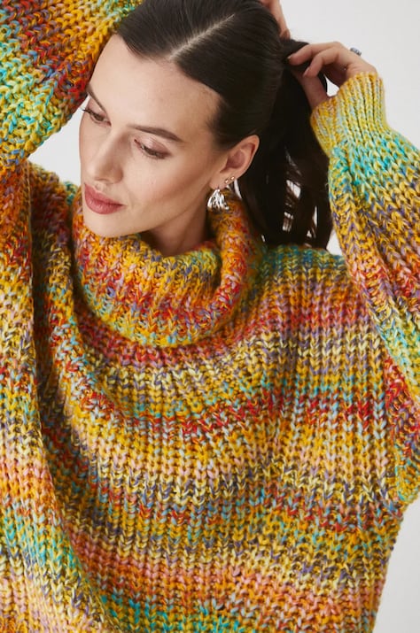 Sweter damski melanżowy kolor multicolor