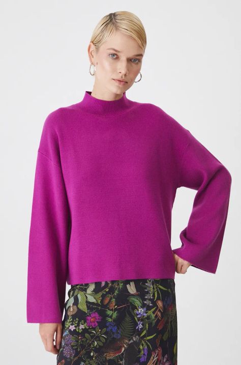 Medicine pulover femei, culoarea violet, light, cu turtleneck