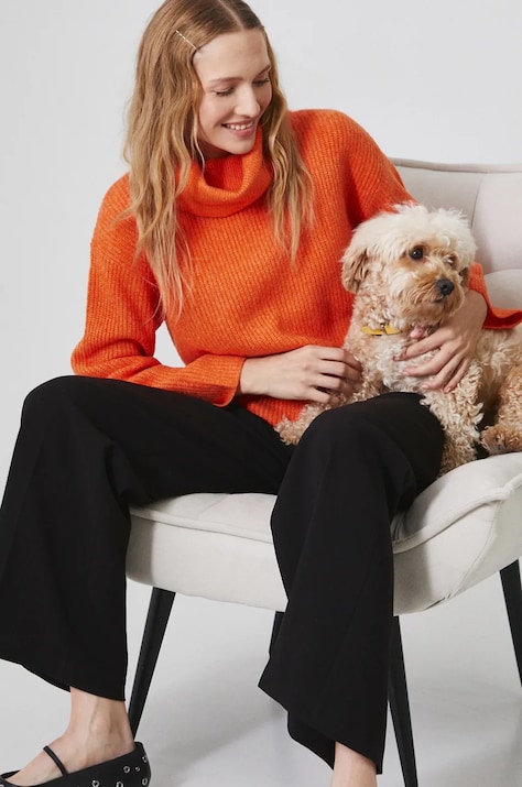 Πουλόβερ με προσθήκη μαλλιού Medicine γυναικεία, χρώμα: πορτοκαλί