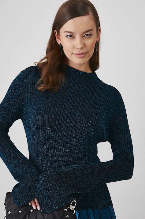 Sweter damski prążkowany  kolor czarny