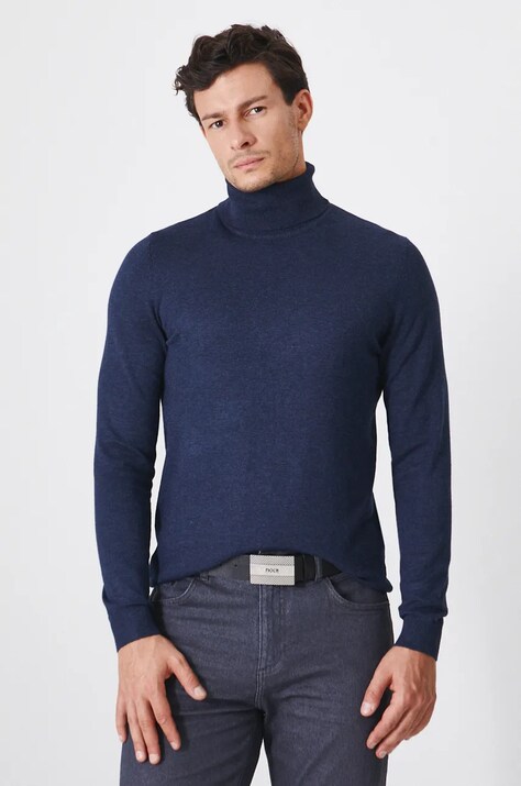 Sweter męski z golfem kolor granatowy