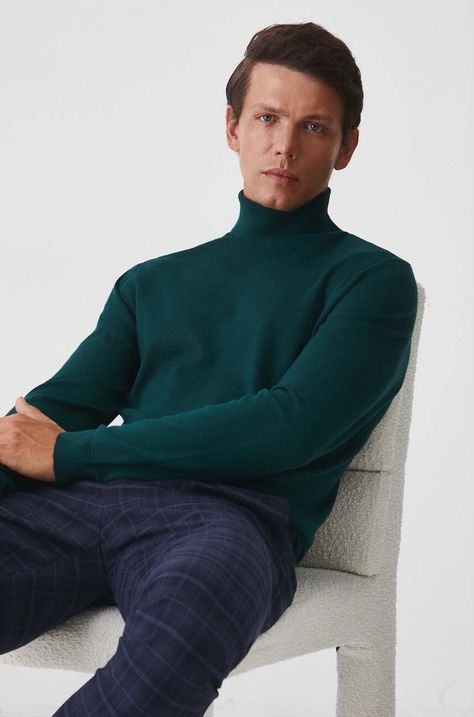 Пуловер Medicine мъжки в зелено от лека материя