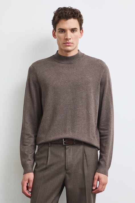 Sweter męski z wiskozą brązowy RW24-SWM052