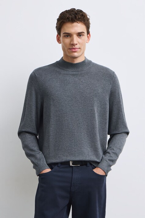 Sweter męski z wiskozą szary RW24-SWM052