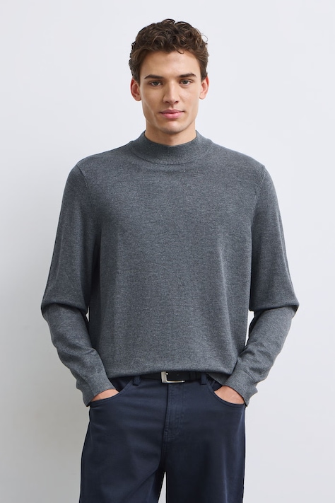Sweter męski z wiskozą szary RW24-SWM052