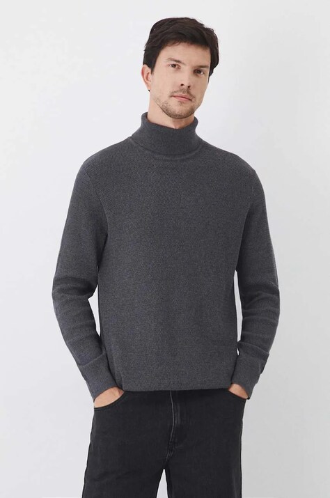 Sweter bawełniany męski z fakturą  kolor szary