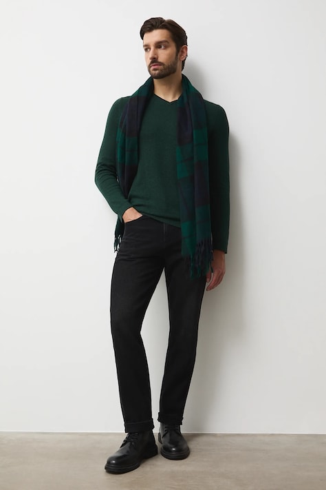 Sweter bawełniany męski melanżowy kolor zielony RW24-SWM090