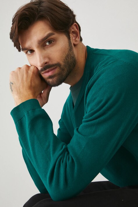 Sweter bawełniany męski kolor zielony