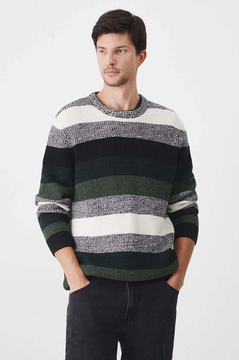 Sweter męski w pasy  kolor zielony
