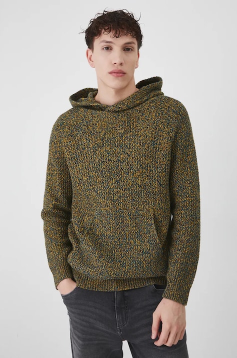 Sweter bawełniany męski melanżowy  kolor zielony