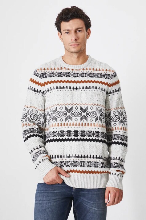 Sweter męski wzorzysty  kolor beżowy